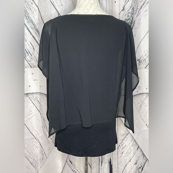 Joan Vaas Black Top Sheer Overlay S - Picture 3 of 6